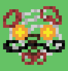 [ab5400] There's three of them, all of them have one yellow eye, purple like bodies, orange wings, and different specific shapes for bodies, a circle, a triangle, and a bit of a diamond shape for the last one.