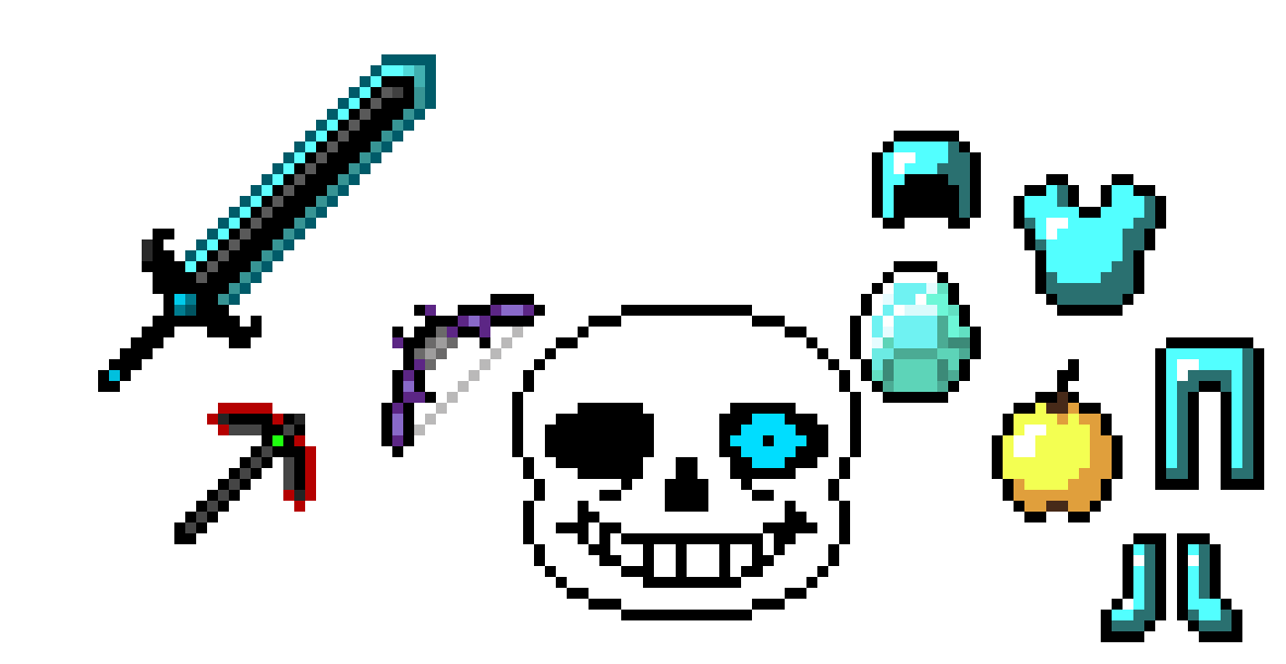 Minecraft Items and Sans head