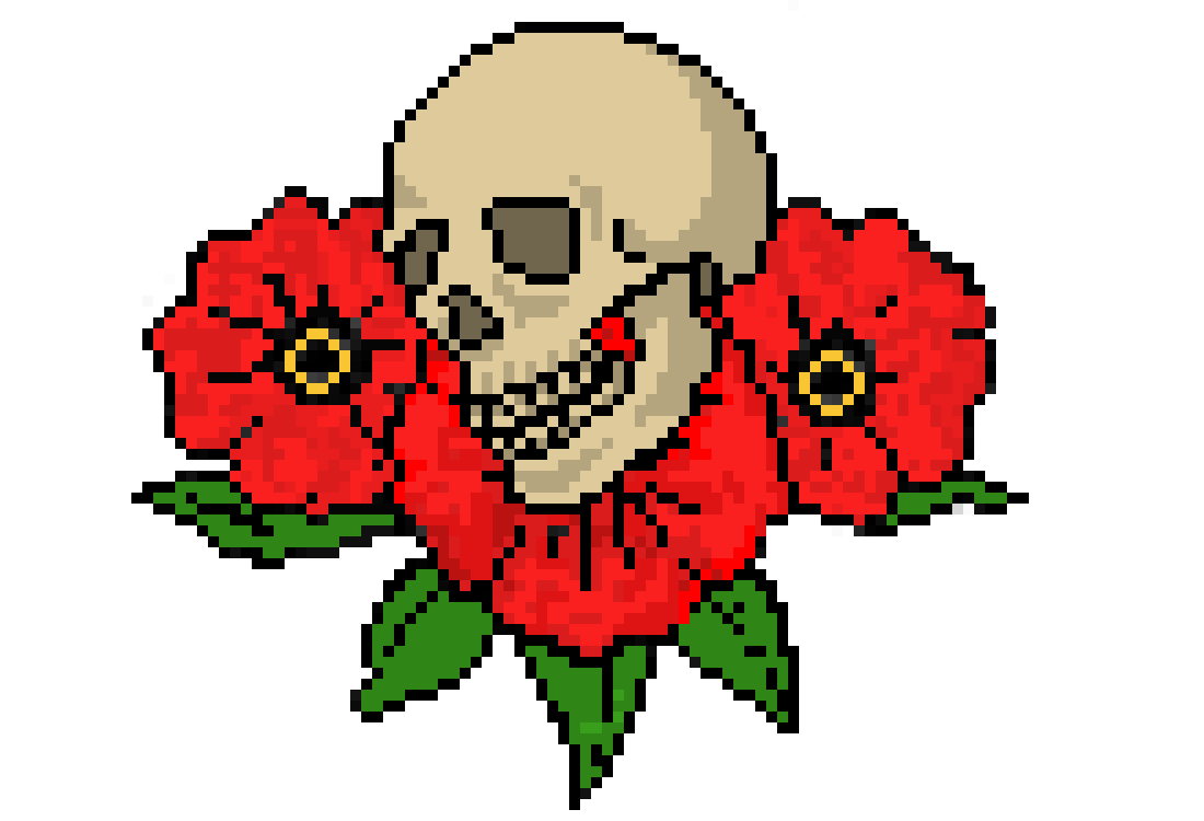 [9e2155] Skull and flowers AT