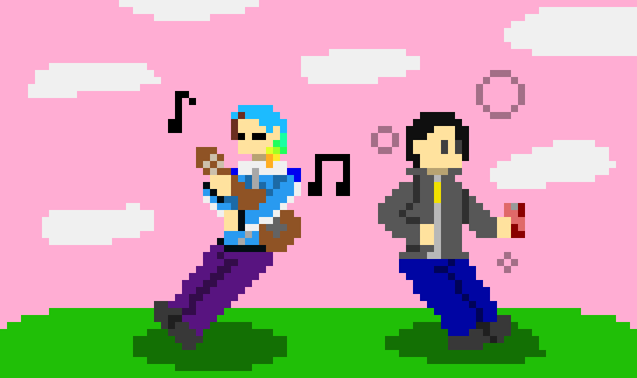 Burokku and Chris chilling on a plain      -Burokku-San