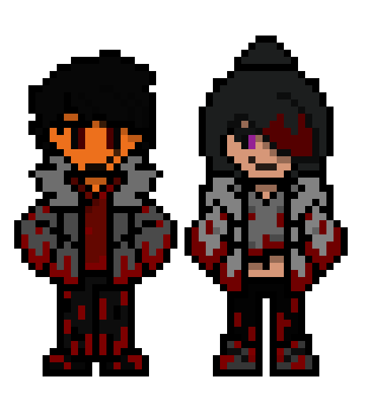 [4adfff] Horror OCs - Antiphonus "Anti" Krimzkar Obsidion and Belladonna "Bella" Esmeralda Carmi-Vane