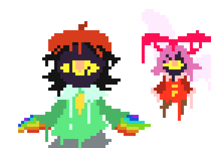 [777455] *Due to the attacks from Flamberge and Marker, Fake Adeleine/Fake Ribbon would fall apart, their paint spilled on the ground. However, their paint then moved towards Fake Bandana Dee's paint and all of their paint combined would begin to start forming something new.*