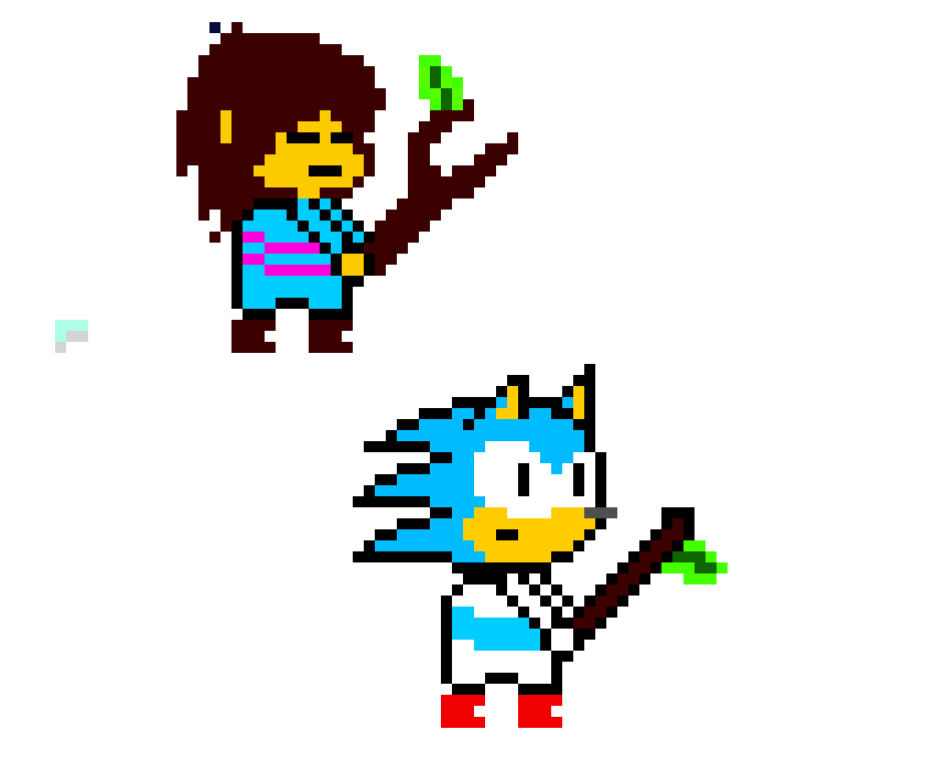frisk and blank the hedghog in undertale 2 battle sprites