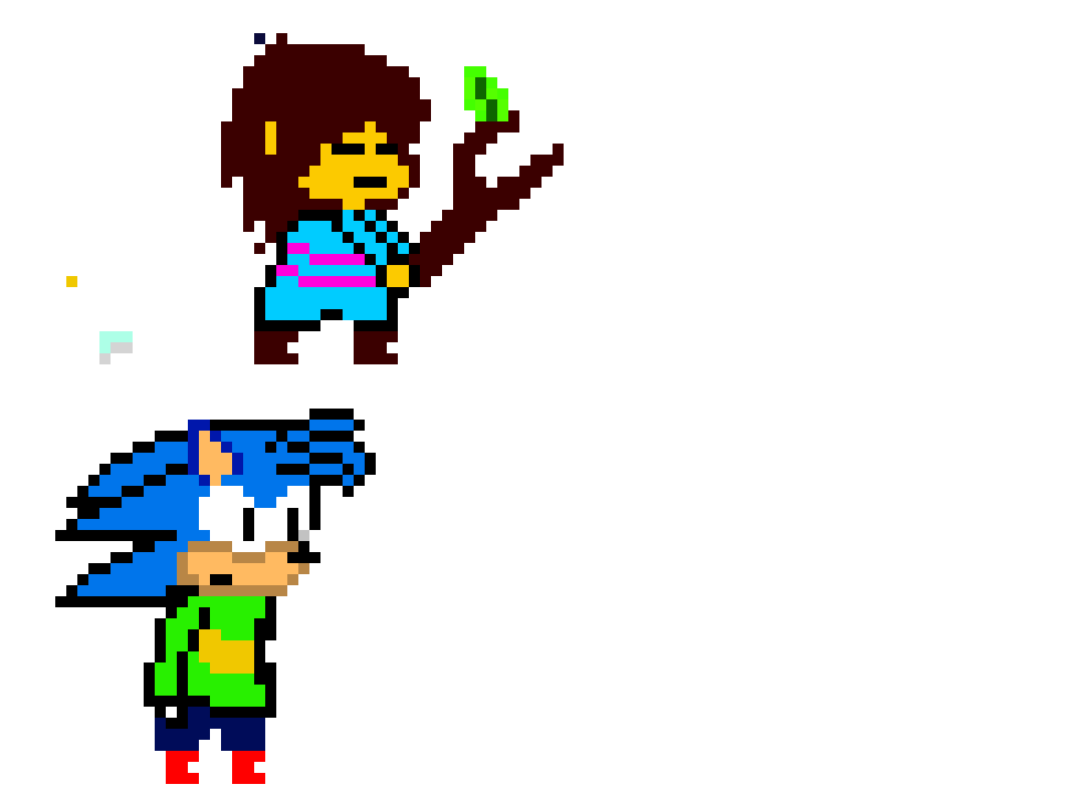 frisk and blank the hedghog in undertale 2 battle sprites
