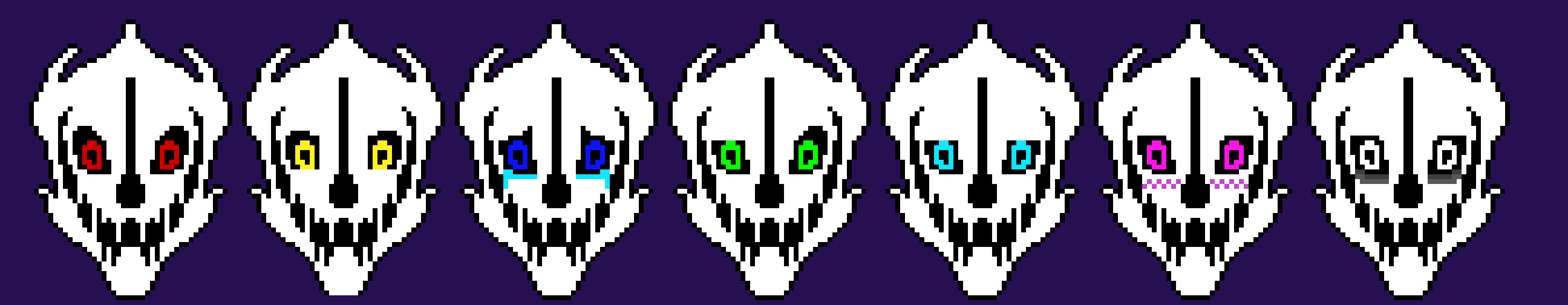 [0ae1f1] Pet blasters names (from left to right) Red, Lucky, Blue, Scrap, Comic, Rose, Ghost (color meanings in the description)