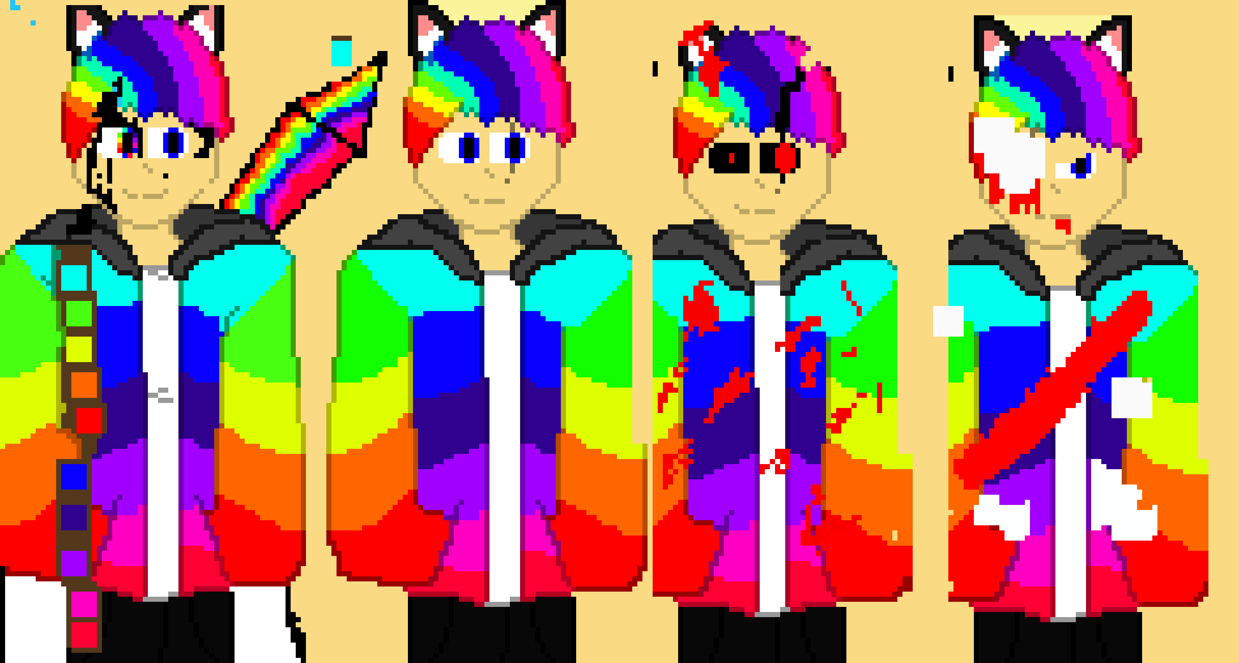 *so..while i was bored i made a horror version and a aftertale version  and i made the bad time faces at the bottom what do you all think? -rainbowfox2011