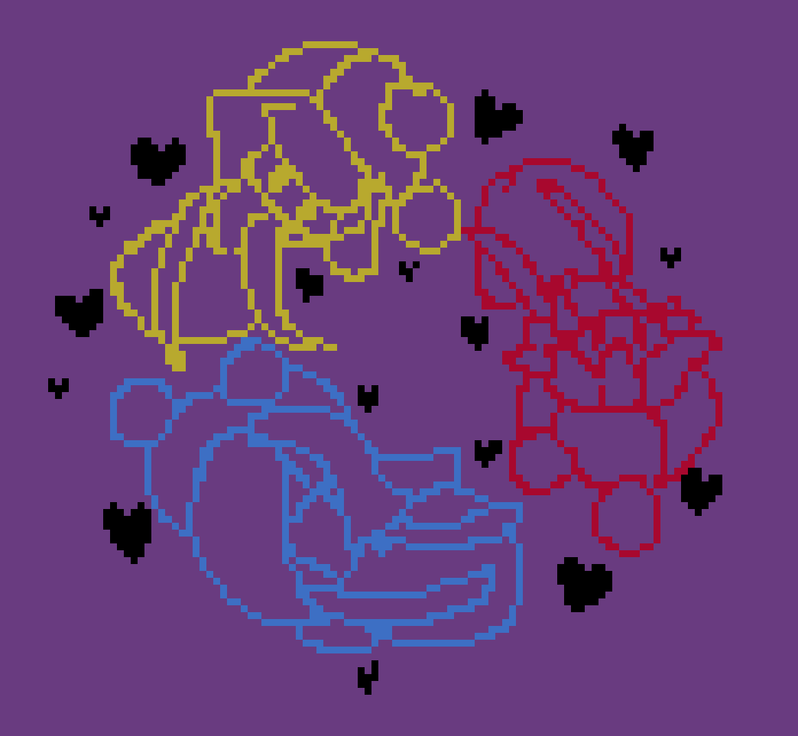 [7f0f88] *The three mage sisters would group up in the center and recreated the friend circle, they would then bounce around everywhere to attack them*