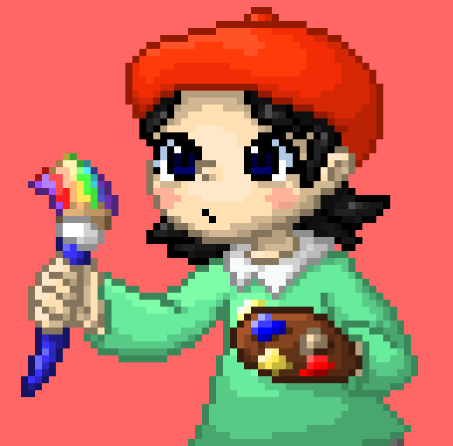 [777455] *She took out her paintbrush* Why don't I just- *she would paint a small trap in front of Bombie and it caused him to get trapped.*