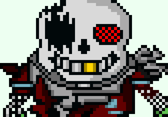 turns killer/dust soul blue then sends 7 blasters and 13 bones at them and the blasters fire *