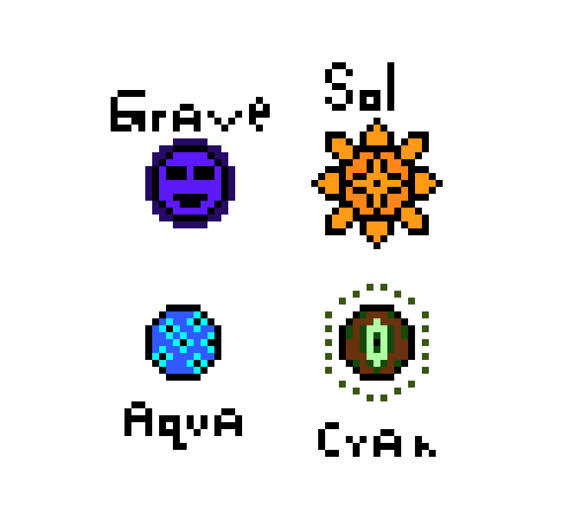 Graveire, Solara, Aquarius, and Cyander