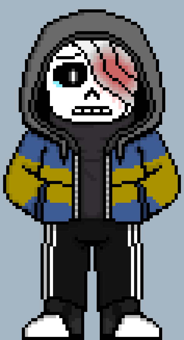 [752b4c] {[OFFLINE] Boarder: Insanity rising (Stage one of the insanity)} Insanity was rising in PAM, and Boarder panicked, doing the first thing that came to mind: he hid. He went into a cave and hid away, hoping he could escape it. But then he realized....Chris was still out there, he`d left Chris alone in that mess. He was too scared to go out for two days, but he managed to get up and out, only to get attacked and injured badly. He ran and hid again, his sanity partially damaged from the horrifying things he saw, so he stayed in the cave, his eye bandaged from the injury. He changed his clothes to be less bright, hoping he wouldn't stand out too much, and could hide easier in shadows from the dullness in his colors. He soon started hearing voices, which got louder, and nonstop said Chris` name (stage two), driving him to be more insane. All of his thoughts revolved around Chris. Nothing more. And then...He snapped. (Stage three, final stage, next image will describe)