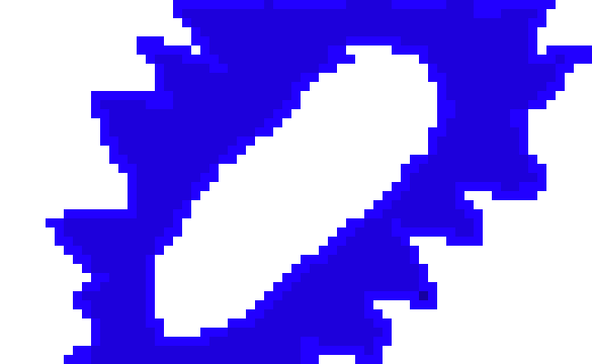 the blade comes back to the outline then hits the outline with the sword *