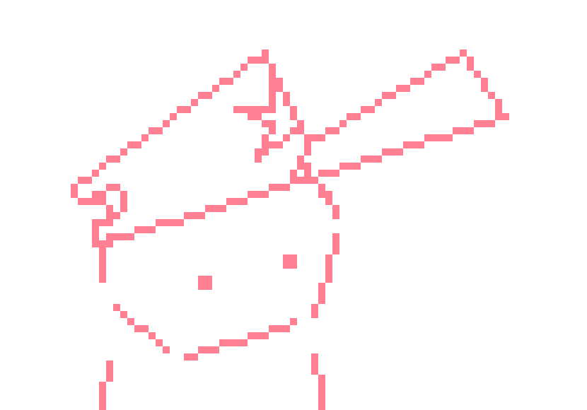 [e68562] placed it more on the head. i also found out a Super Silly Technique: if you select an area with pixels you reecently just drew and erase all of them via ctrl+z WITHOUT actually placing the new area of pixels and then confirm the area's placement you get to keep the area absolutely pristine while the other mass of pixels is just Gone