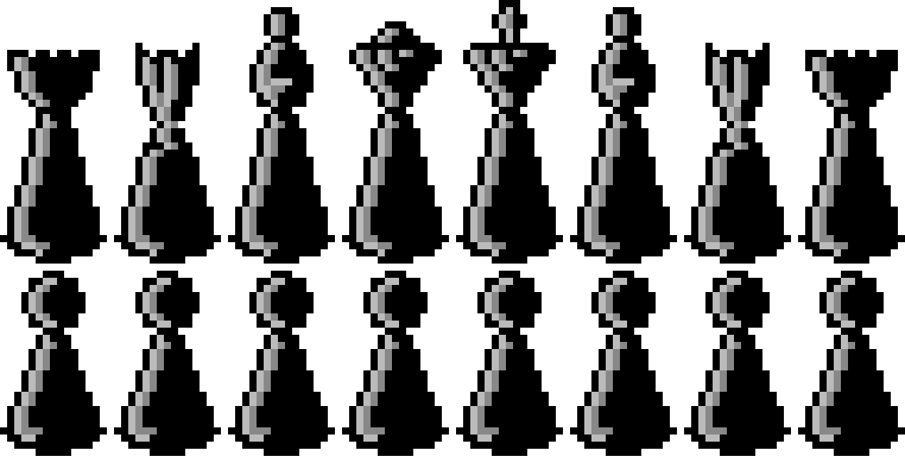 For those who want chess piece sprites for a 16-bit chess game (Black Shade)