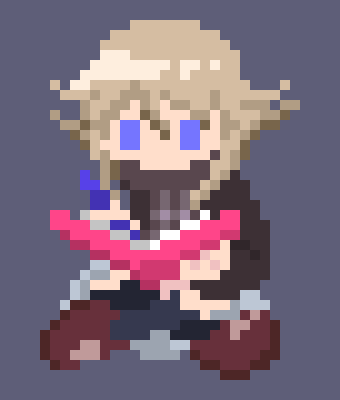 [777455] *Susie finally came around and found Marker, seeing Drawcia and Kirby by him, she then went towards them.*