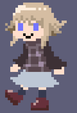 [777455] *While they were both running away, Susie saw them and then pressed the button the device she was holding, she then equiped a jetpack of some sort and then went charging towards Drawcia.*