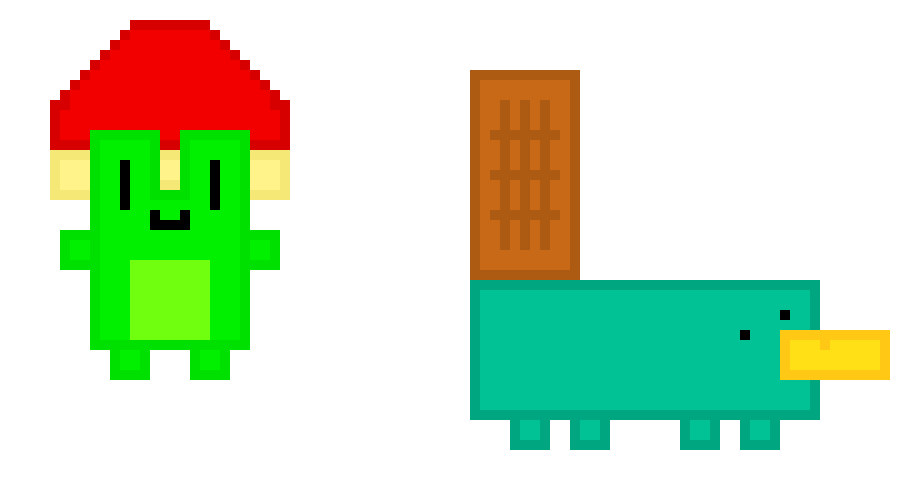 [d7483d] Mango Jr and Kazoo the Platypus but more pixally