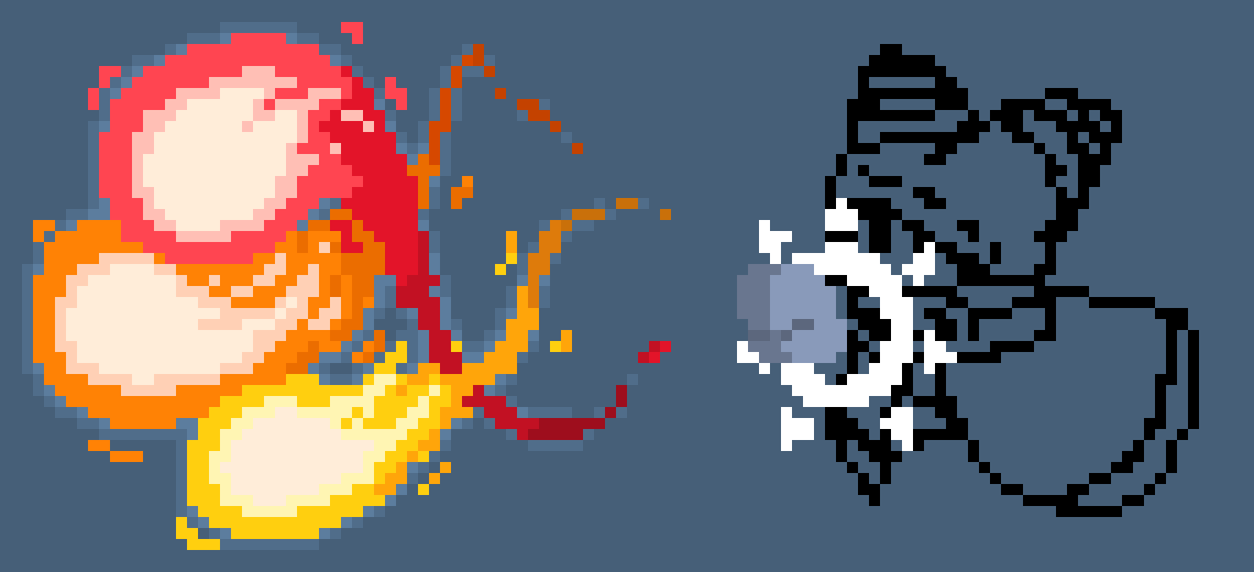 [b48161] *he shot rather large fire balls at (technically himself--) at the fake drawing*