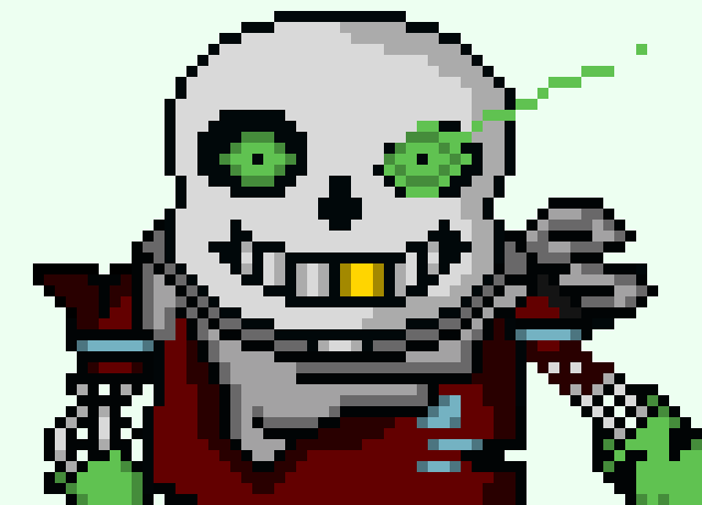 Takes a little bit of damage blocking then a bone stabs dust sans from behind *