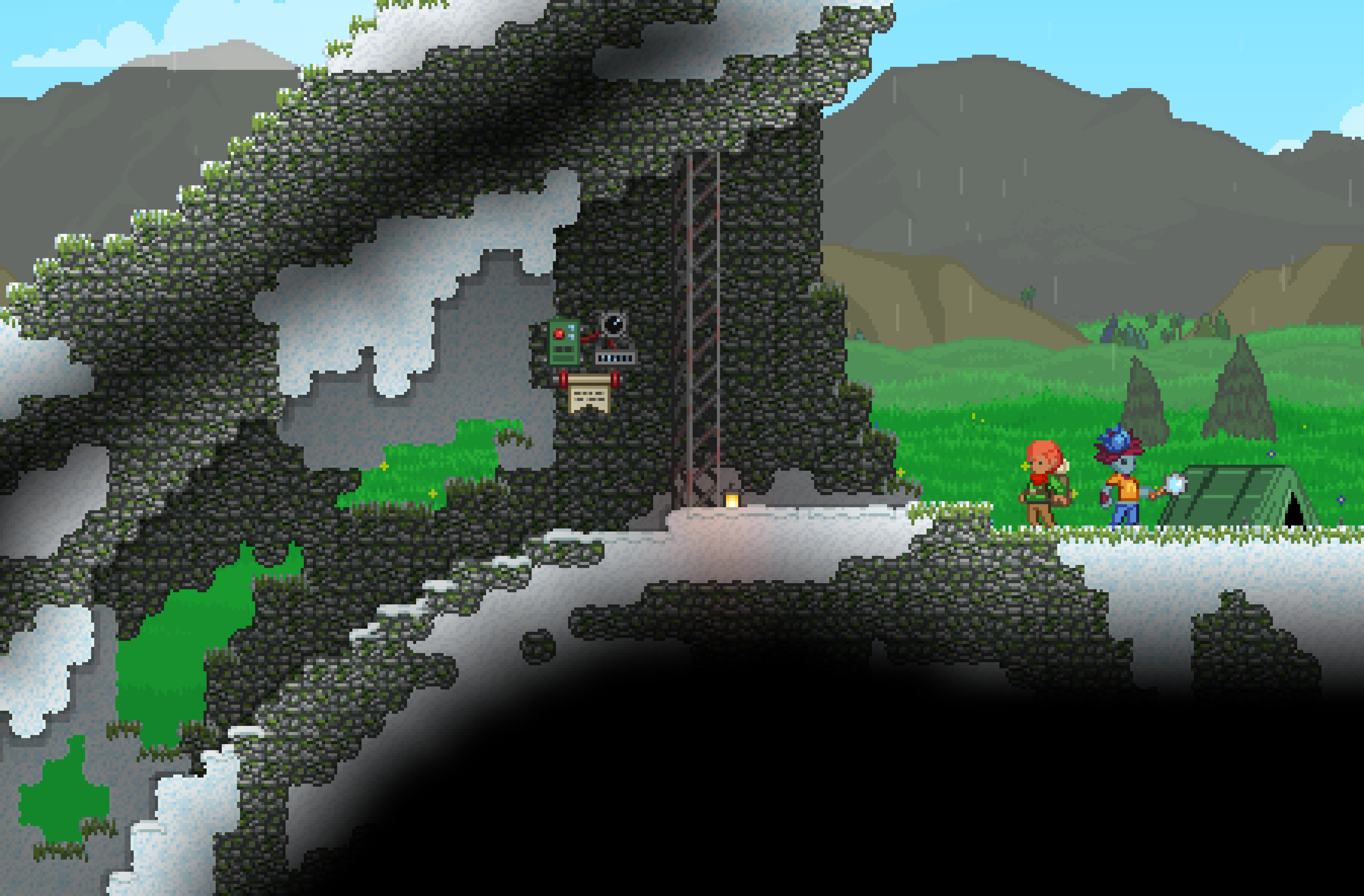 almost forgot! yesterday a garden mine generated in an alpine mini-biome in my new world. weird.