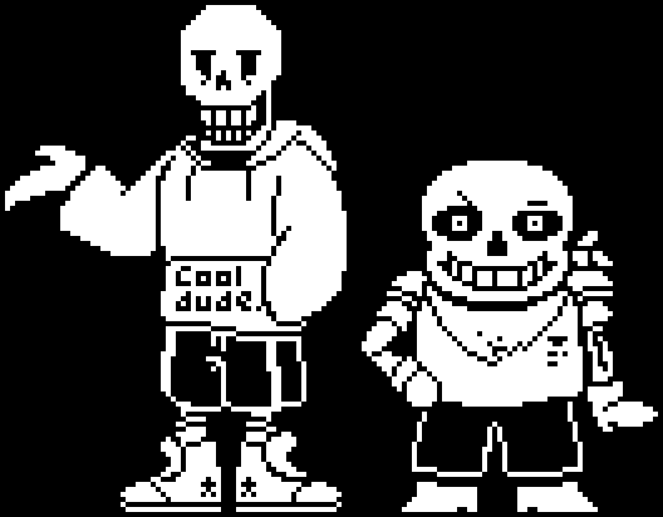 Underswap Sans and Papyrus. ( Black and White PeterPlay19s Version )