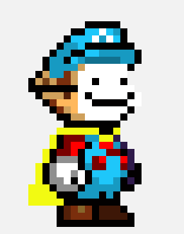 grabs a cape feather power up and deflects all the blasts and it destroys buildings all round PAM