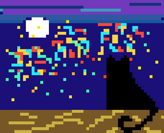 [ca6404] Cat + fireworks