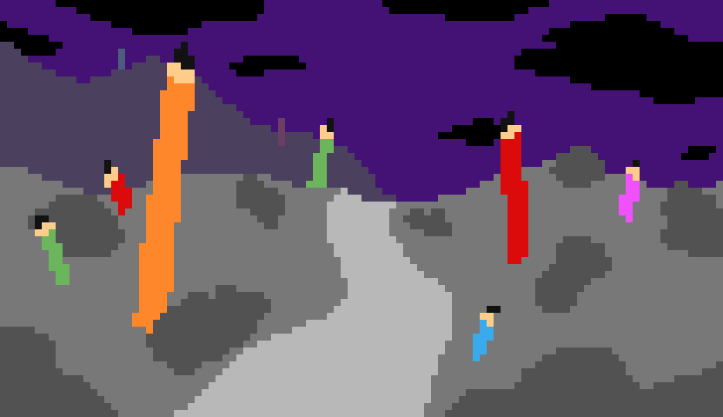 [31b34d] *You've landed in a strange gray field scattered with bushes and large pencils coming out of the ground. For some reason, there is a path.