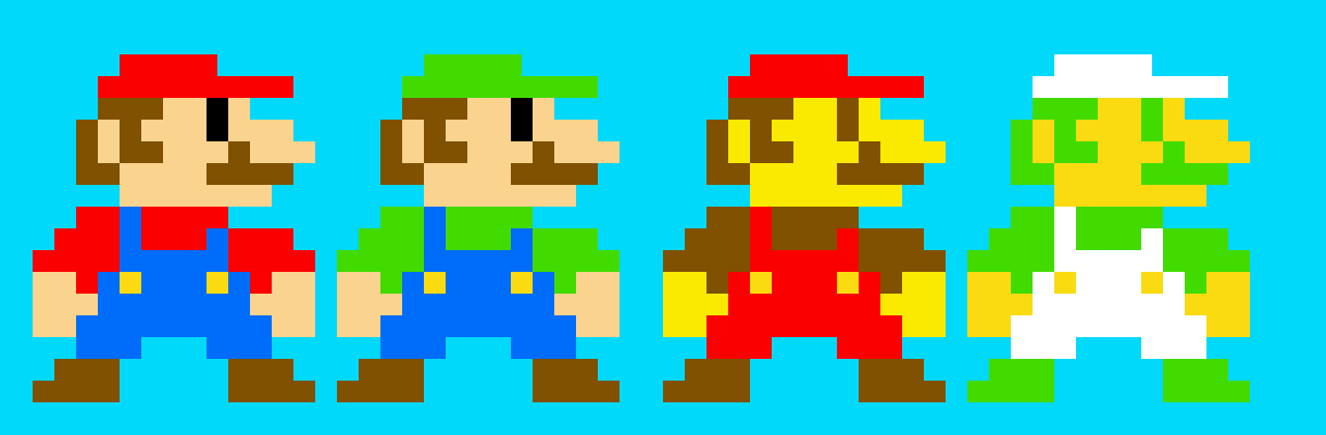[64ff33] Mario + Luigi NES colors and new colors