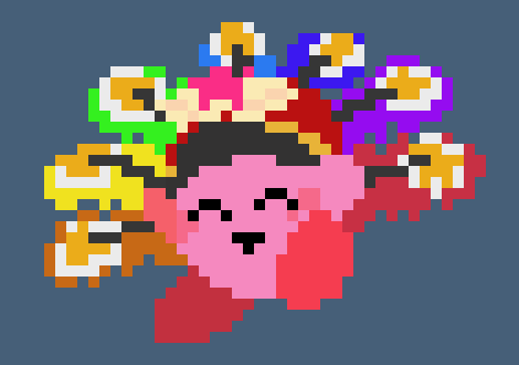 [4a8e17] *Kirby had the festival ability and held a present as he came running through*