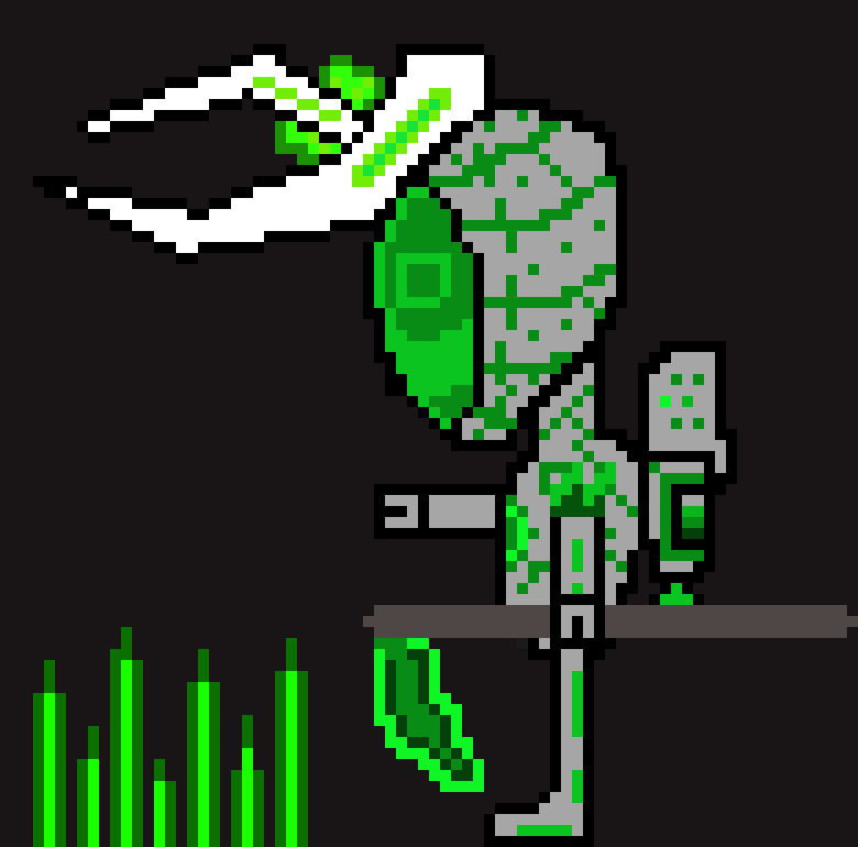 [d436d4] *reflects* not today *blasts with green blaster*