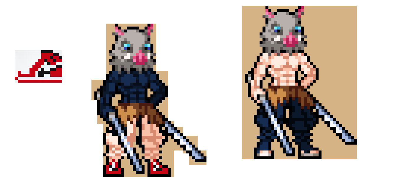 [b13386] Now he's got no pants but a shirt and has Nikes