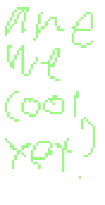[1cff32] Me if I was SC: silly little doodle of my hyperniche unreleased character Roddy (made up on the fly) based on the greek letter Beta for. i don't know actually ❂