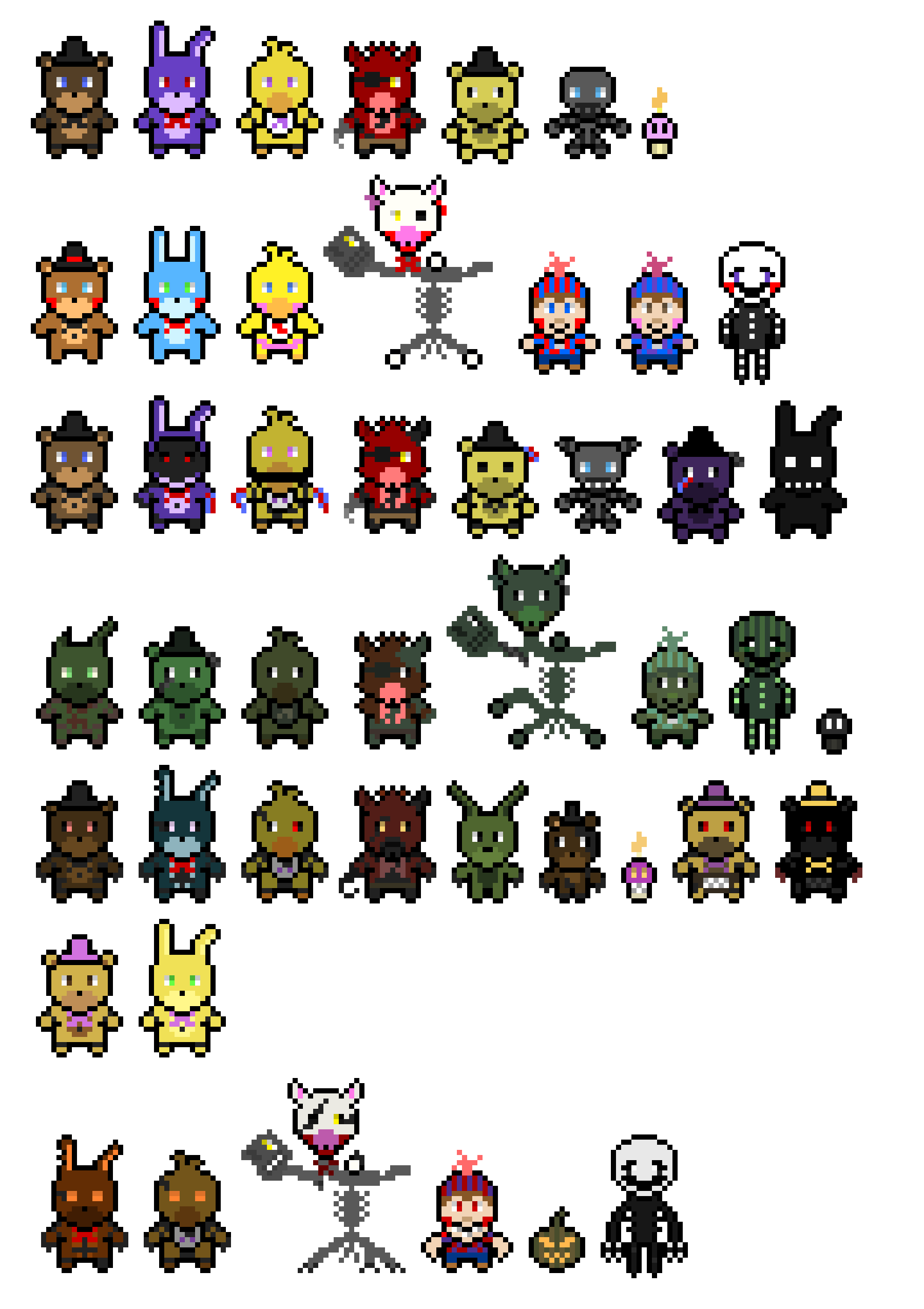 fnaf 1-4 sprites