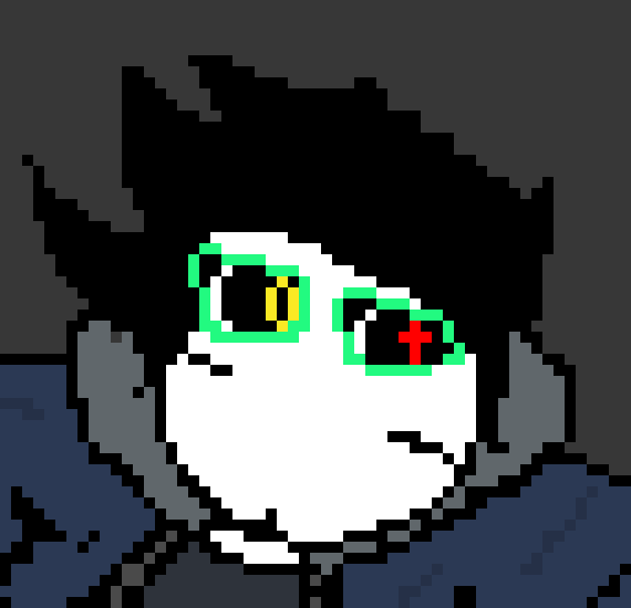 [a1ae3b] don't mean t obe rude, but the body has one-pixel thick outlines, meanwhile the head is so large it has TWO pixel thick outlines, which makes it look like a bobblehead from perspective