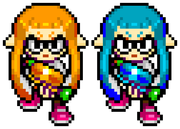 Orange and turquoise inkling girl