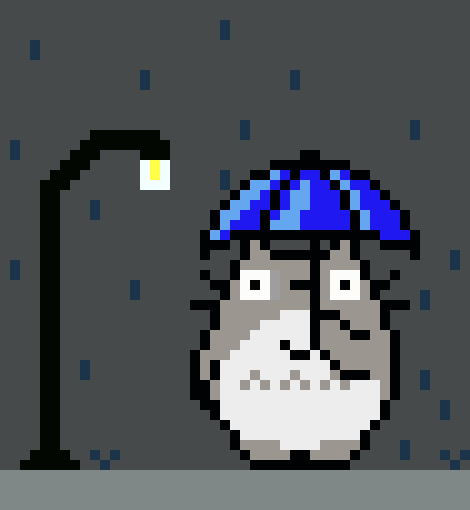Totoro in the rain