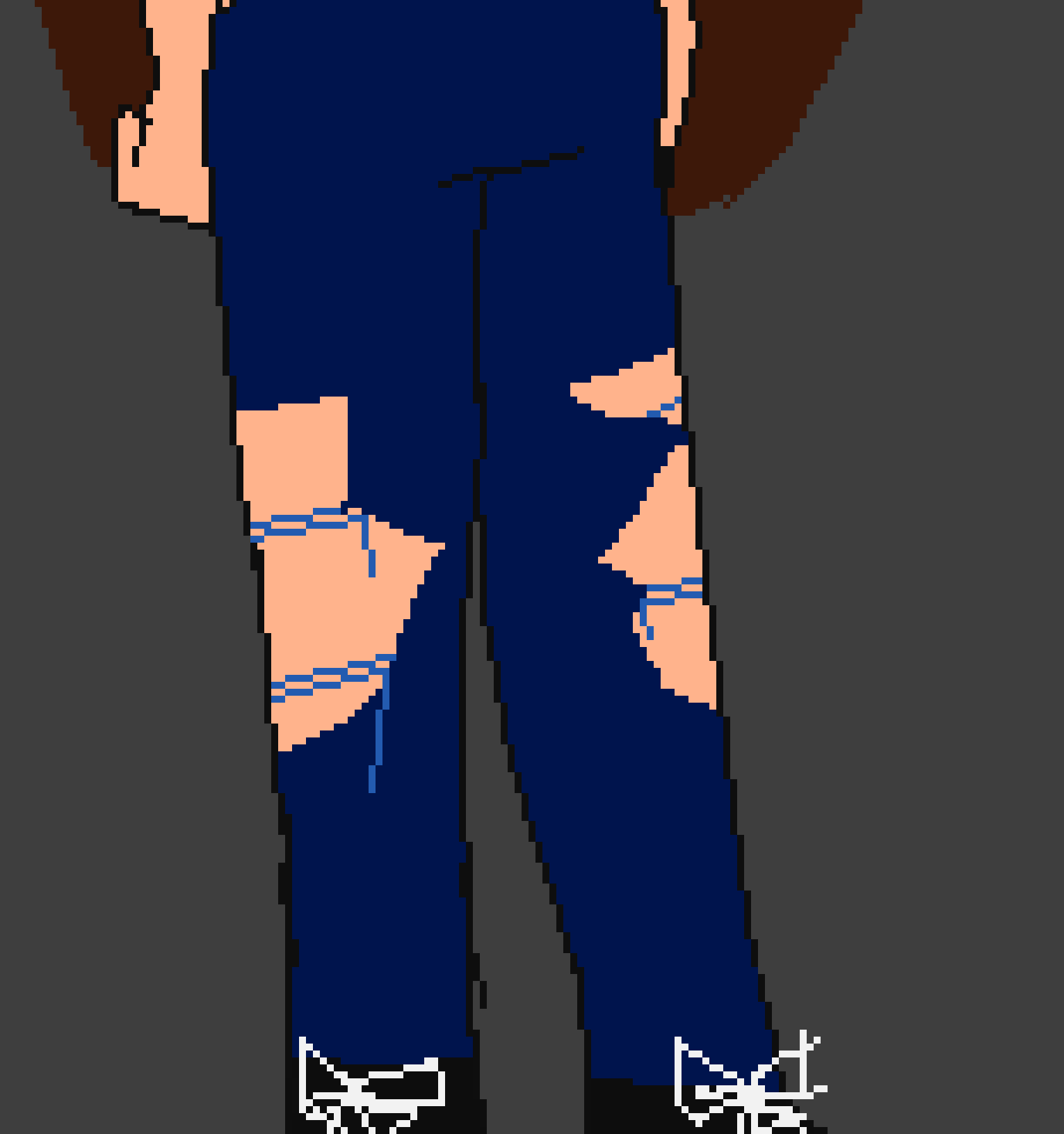 [e1bba7] Typically with ripped jeans, there are also loose parts, and some strings that still connect together. (I wear ripped jeans all the time, so) -Morver