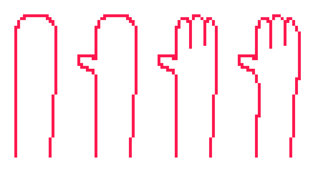 [6b8263] first you stump, then you add a mitten thumb, then you decide where the fingers are, then you make the shape a little more natural, hand