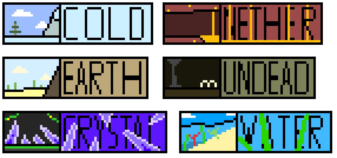 [ca979d] Elements: Cold, Earth, Crystal, Nether, Undead & Water