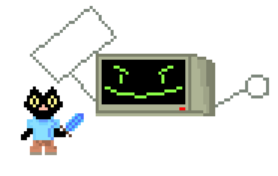 [9ee7f3] Brave cat against computer