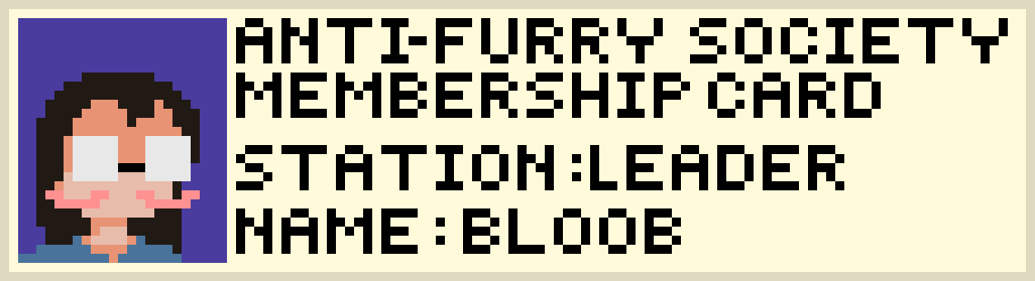 My Anti-Furry Society Membershit Card