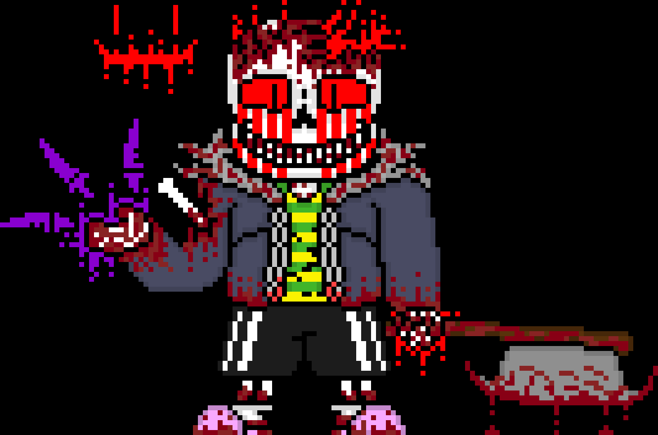 [e8cb42] Terror: heh tryna eat me you weakling *throws lots of knifes and sharp bones at the other sans* heheh