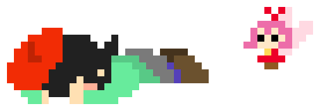 [777455] *Adeleine and Ribbon kind of just stopped chasing them. Basically giving up.* Adeleine: I don't think there's... catching up to them... || Ribbon: You know they could just... stick together---