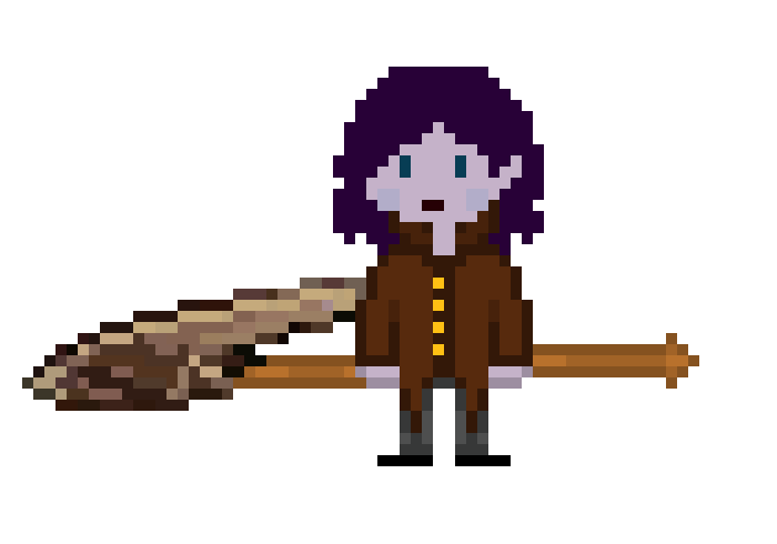 [ff456f] Tyrian the Human (Dark World Form with rusted scythe)