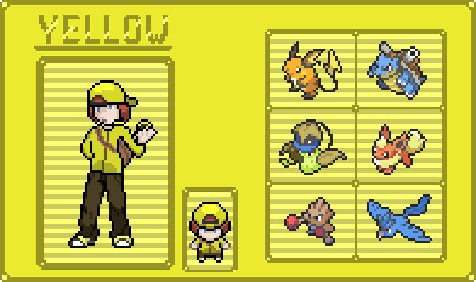 Pokemon Yellow sprite + team + shiny