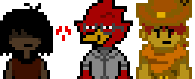 Deltarune: Darkness - Val Wulfenstein and Blake Wulfenstein the Humans, and Kardin the Canary (w/ slight changes to his sprite) Overworld Sprites for post-Ch.1/pre-Ch.2 Darkness Routes
