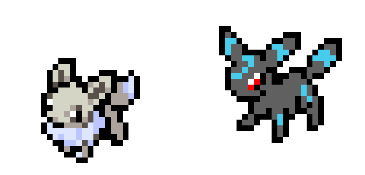 Shiny Eevee and Umbreon