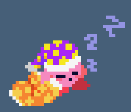 [1d710f] *Kirby swapped to the sleep ability and stumbled his way to marker, he then smacked him with the pillow which hit marker a few feet into the air*