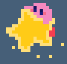 [d5dc6e] *as marker walked away, kirby came right towards him on the warp star, almost running into him*